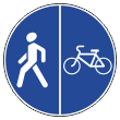 Дорожный знак 4.5.5 «Пешеходная и велосипедная дорожка с разделением движения» (металл 0,8 мм, II типоразмер: диаметр 700 мм, С/О пленка: тип В алмазная)